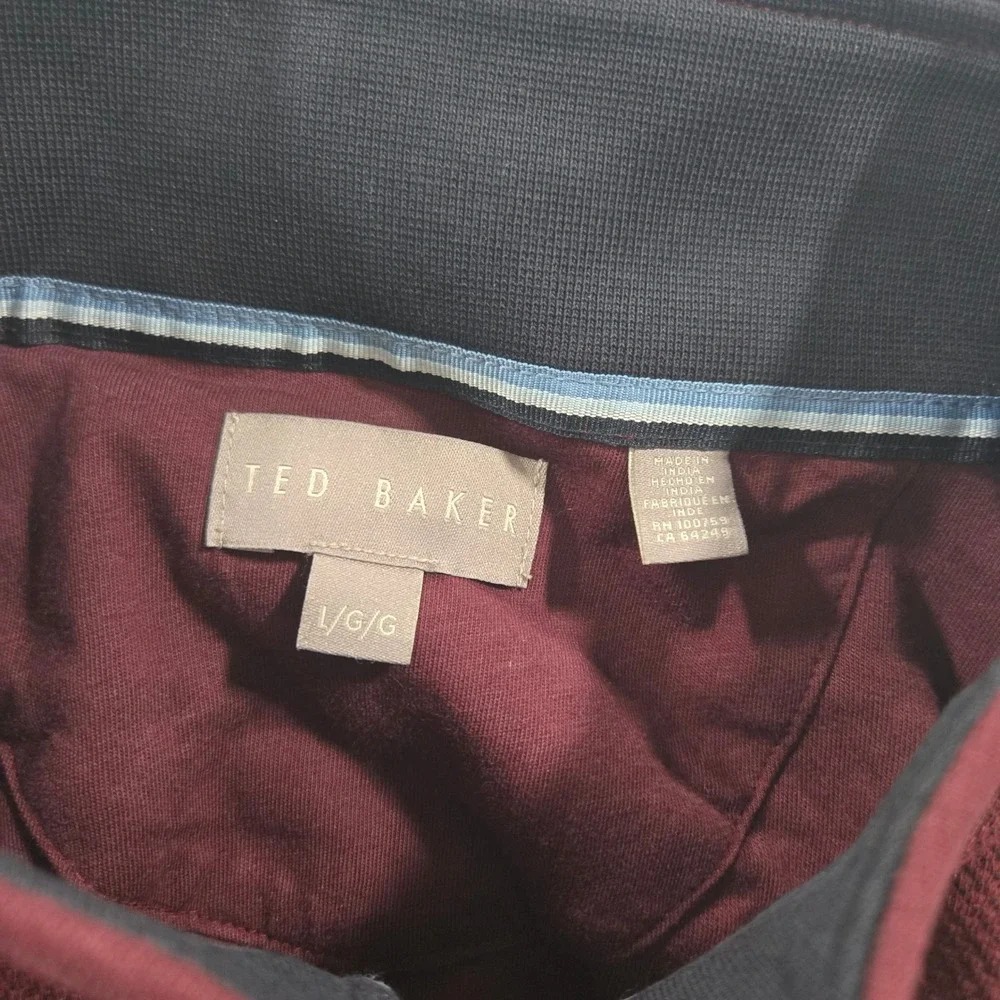 Ted Baker Mens Half Zip Sweater Large L Maroon Burgundy Pullover New With Tags